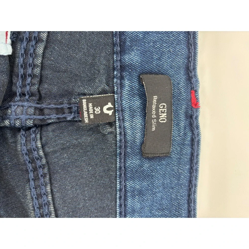 True Religion Geno Big T Flap Slim Jeans Dark Shivering Wash Mens 30x30 701182